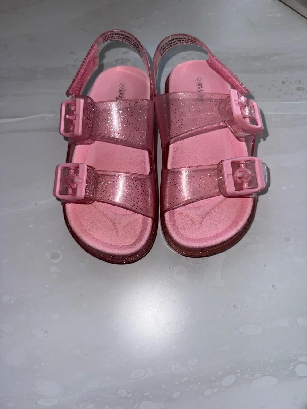 Kidgets Sparkle Pink Jelly Sandals with Buckles